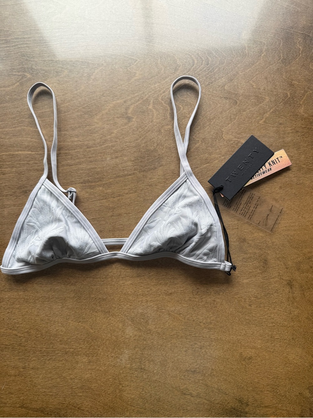 NWT TWENTY Montreal 3-D Swim Hyper Reality Knit Triangle Bikini Top Gray S